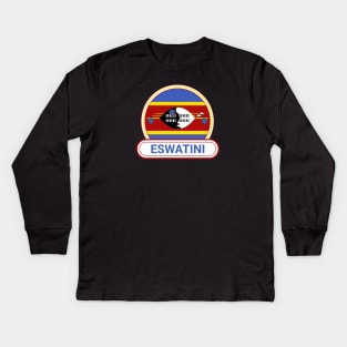Eswatini Country Badge - Eswatini Flag Kids Long Sleeve T-Shirt